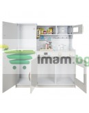 Дървена кухня с аксесоари, LED осветление и звук, бяла